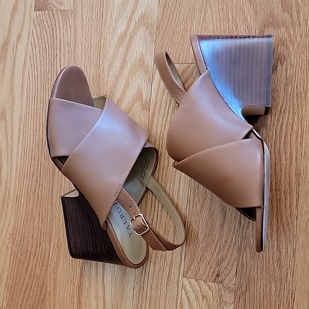 Talbots Carmel Tan Slingback Blockheel Sandals - Picture 8 of 12
